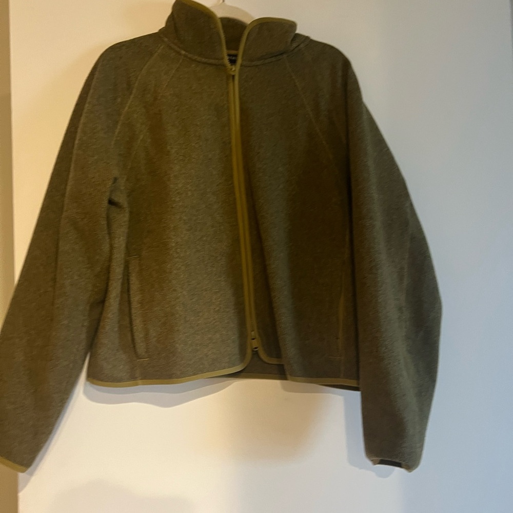 Athleta Olive Utility Zip-Front Jacket with Contrast Trim